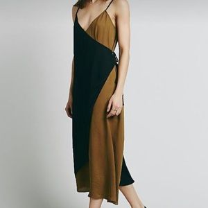 Free People Two-Tone Wrap Midi Dress